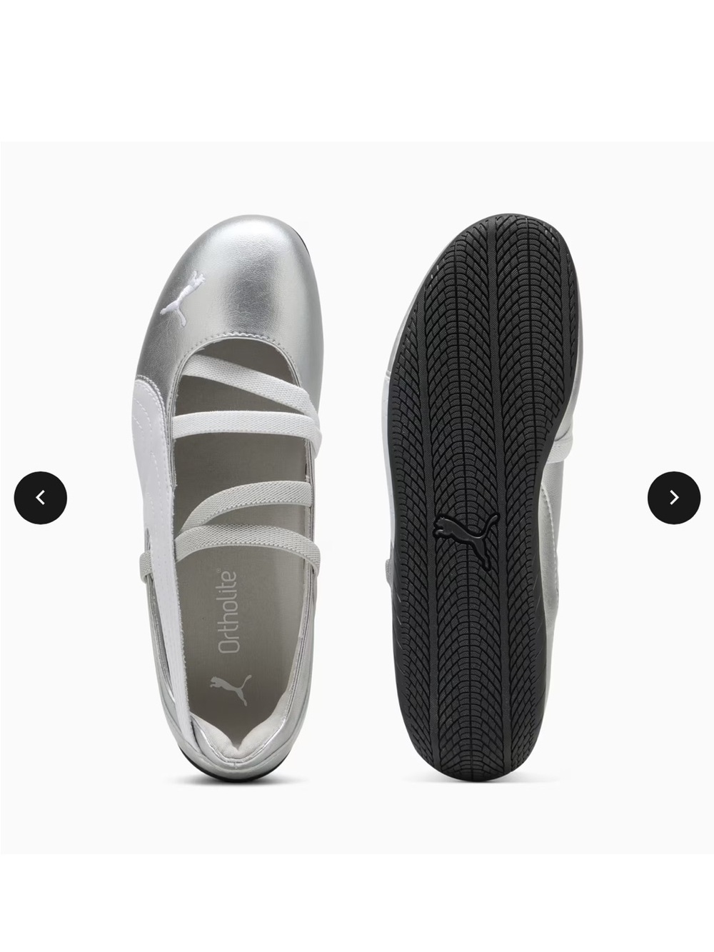 Puma Metallic Silver Ballet Flats 7.5